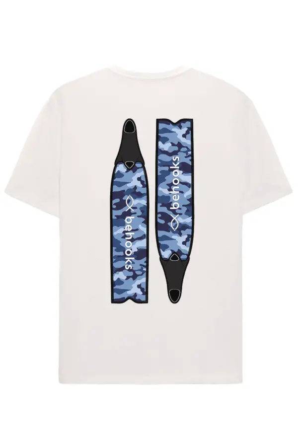 Camiseta Fins On Azul aletas trasero leche de coco