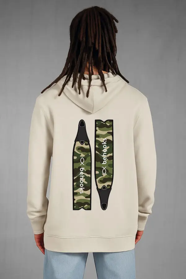 Hoodie Fins On verde aletas leche coco trasero